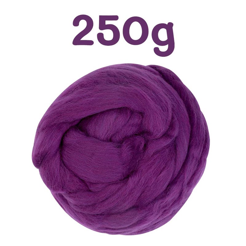 QMNNMA Wool Roving Bulk - 8.82oz Super Wool Chunky Yarn, Wool Roving Top for Needle Felting, Soft Felting Wool Supplies for Hand Spinning, Blending, Weaving and DIY Craft (Dark Purple) - Image 2