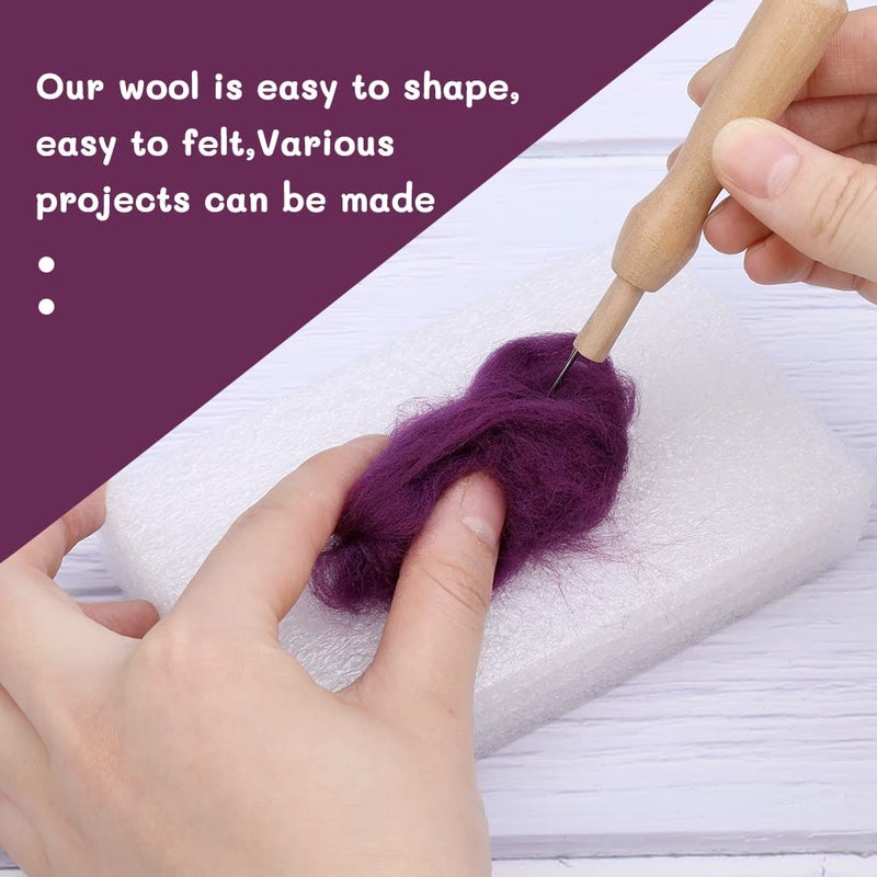 QMNNMA Wool Roving Bulk - 8.82oz Super Wool Chunky Yarn, Wool Roving Top for Needle Felting, Soft Felting Wool Supplies for Hand Spinning, Blending, Weaving and DIY Craft (Dark Purple) - Image 5