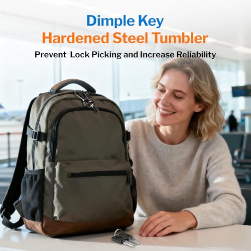 FORGE TSA Approved Luggage Locks Keyed Alike, TSA006 Dimple Key Travel Lock with Zinc Alloy Metal Body, Secure Cable Lock for Suitcase, Backpack, Luggage & Toolbox, Black 2 Pack. - Image 5