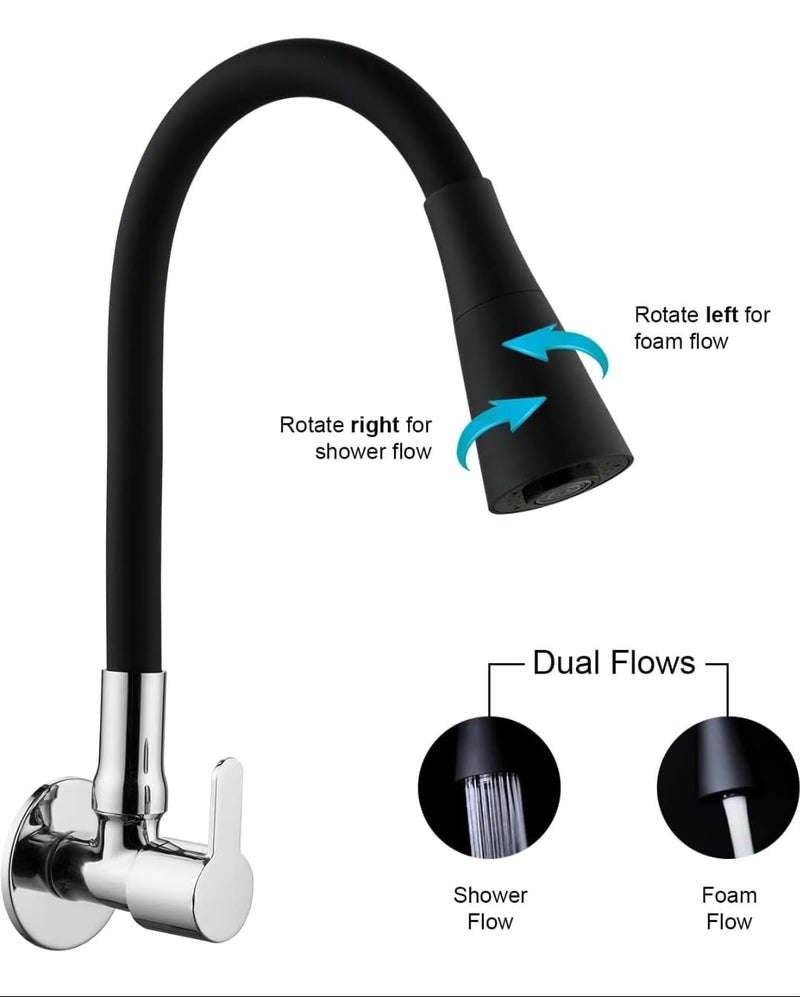 Clay Plus صنبور حوض مرن مثبت على الطاولة بتشطيب كروم على شكل عنق بجعة، مرن مع فوهة دوارة 360 درجة من السيليكون للحمام، المطبخ، الحوض، حوض الغسيل (شريط تفلون وحلقة)  - Image 3