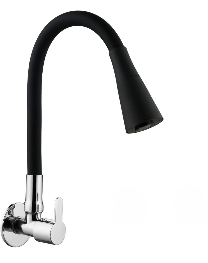 Clay Plus صنبور حوض مرن مثبت على الطاولة بتشطيب كروم على شكل عنق بجعة، مرن مع فوهة دوارة 360 درجة من السيليكون للحمام، المطبخ، الحوض، حوض الغسيل (شريط تفلون وحلقة)  - Image 1