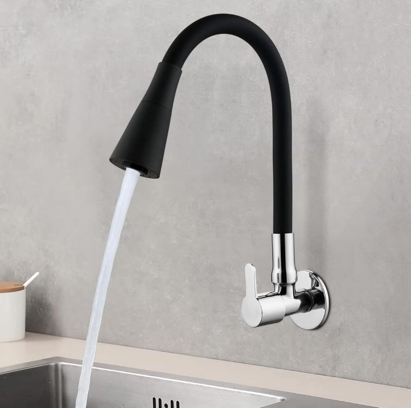 Clay Plus صنبور حوض مرن مثبت على الطاولة بتشطيب كروم على شكل عنق بجعة، مرن مع فوهة دوارة 360 درجة من السيليكون للحمام، المطبخ، الحوض، حوض الغسيل (شريط تفلون وحلقة)  - Image 2