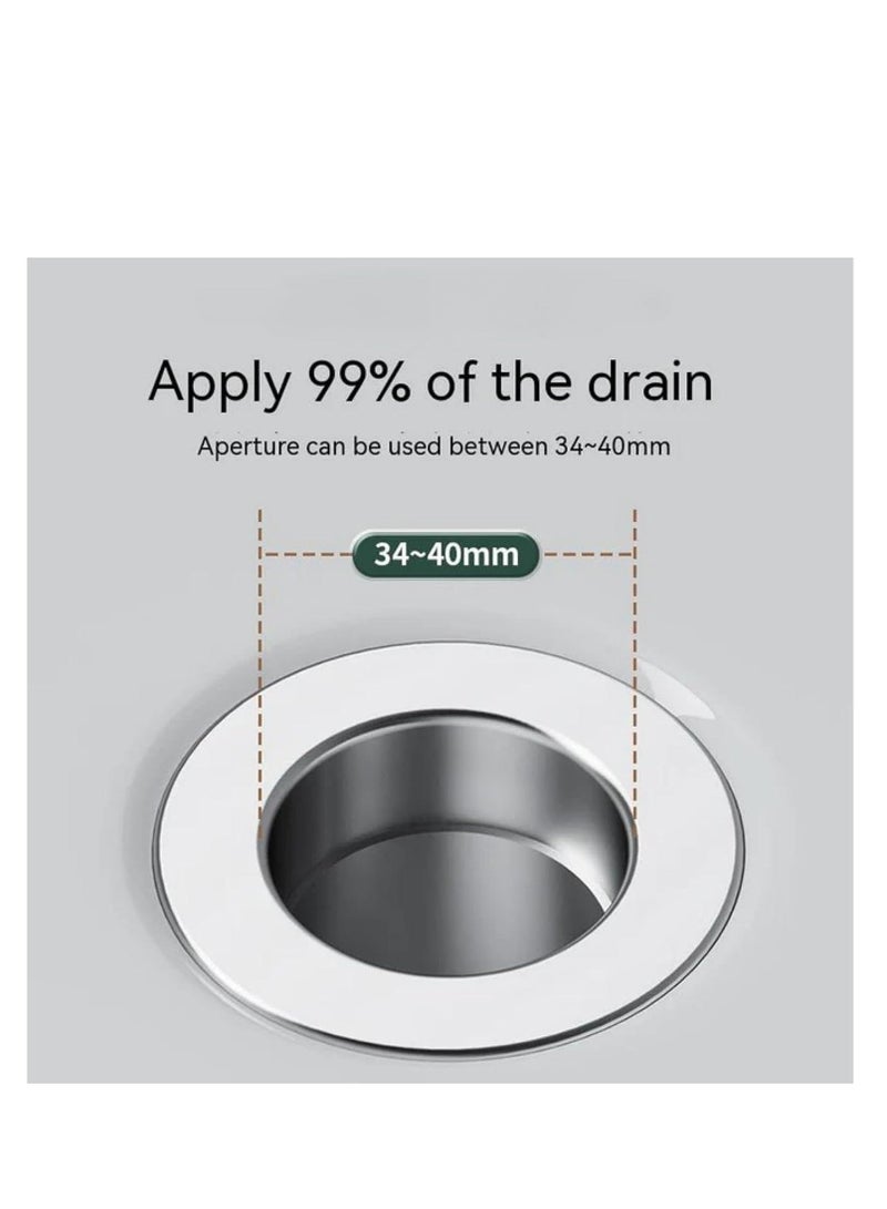 Sink Plug, Easy Bathroom Drain Strainer, Kitchen Stopper, Stainless Steel Removable Deep Waste Basket and Sealing Lid, Universal 2 in 1 Pop up Strainer (2 PCS) - Image 3