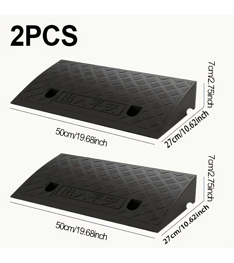 2 Pcs Portable Car Step Ramps 19.68 X 10.62 X 2.75 Inches Multi Functional Threshold Ramps Suitable for Home Thresholds Curb Edges Outdoor Sidewalk Steps Uneven Surfaces Hospitals and Communities - Image 2