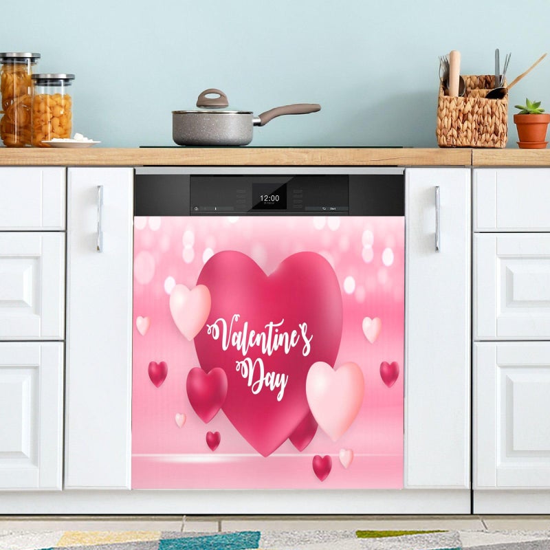 YETTASBIN Happy Valentine's Day Heart Dishwasher Magnet Cover, Reusable Kitchen Fridge Door Sticker, Waterproof Refrigerator Microwave Cover, Holiday Party Home Decor, 23 x 26 Inch - Image 1