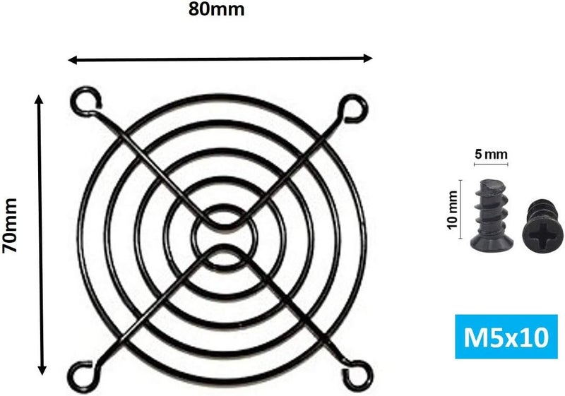 Easycargo 4pcs 80mm Fan Grill 80mm Guard Black with Screws (80mm) - Image 2