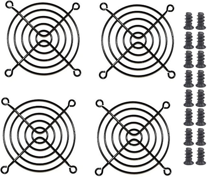 Easycargo 4pcs 80mm Fan Grill 80mm Guard Black with Screws (80mm) - Image 1