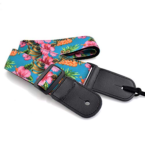 CLOUDMUSIC Ukulele Strap Tenor Concert Soprano Baritone Coloful Hawaii Floral Patterns For Adult Size Kids(Pink Hibiscus In Blue) - Image 4