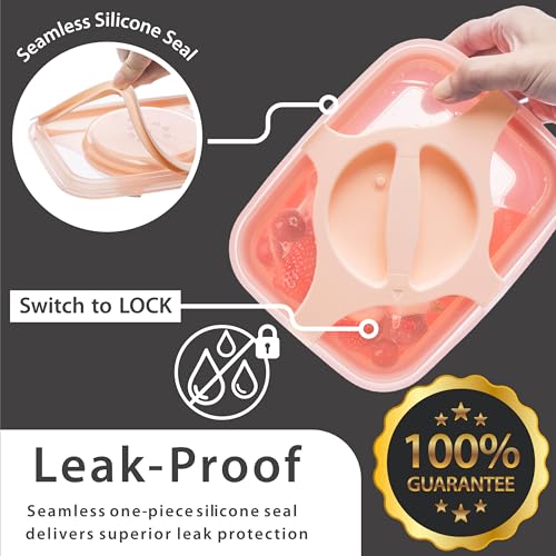 Prestoor Bento Lunch Box Pack of 2 Leakproof Salad and Meal Prep 3 Cups 25.5oz Container Twistlock Lid Reusable Portable, Microwave and Dishwasher Safe BPA-Free For Work - Image 4