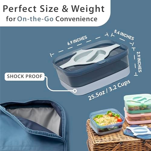Prestoor Bento Lunch Box Pack of 2 Leakproof Salad and Meal Prep 3 Cups 25.5oz Container Twistlock Lid Reusable Portable, Microwave and Dishwasher Safe BPA-Free For Work - Image 5