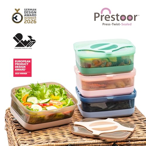 Prestoor Bento Lunch Box Pack of 2 Leakproof Salad and Meal Prep 3 Cups 25.5oz Container Twistlock Lid Reusable Portable, Microwave and Dishwasher Safe BPA-Free For Work - Image 2
