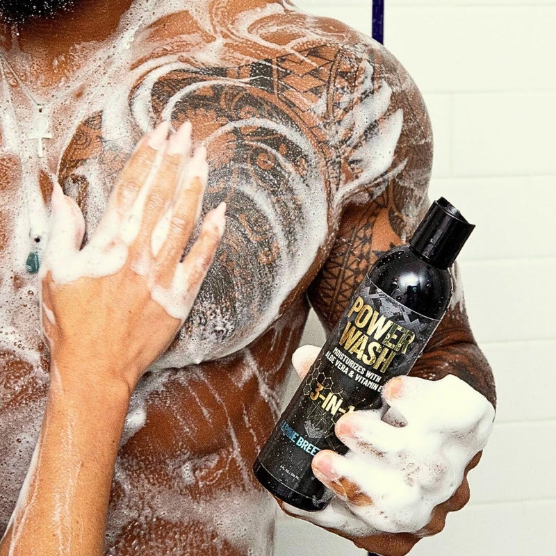 DERM DUDE غسول الجسم والشامبو والبلسم 3 في 1 من ديرم ديو للرجال - جل استحمام مرطب يومي مع الألوة فيرا وفيتامين E لجميع أنواع البشرة والشعر - عطر MVP - 8 أونصات - Image 3