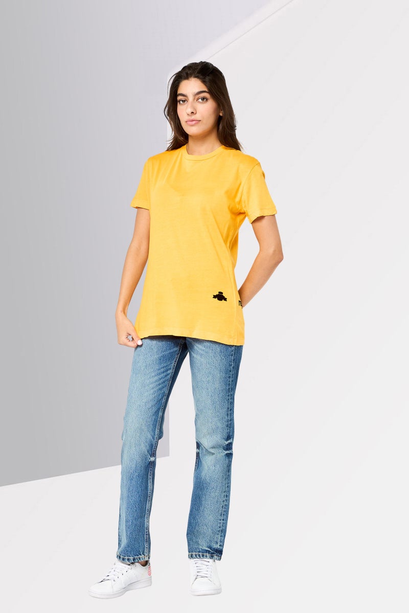 Replay Women Crew Neck Short Sleeves Brand Logo T-Shirt, Yellow - Image 2