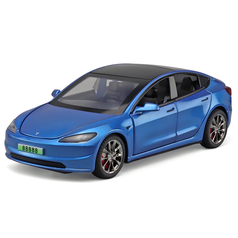 Loquat 1:32 Tesla Model 3 Alloy Car Model with Lights and SoundNew version blue New version blue