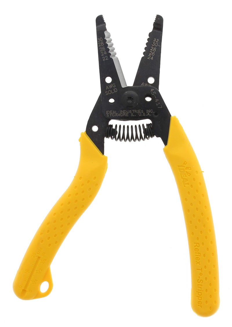 Ideal Industries IDEAL Electrical 45-417 Premium Reflex T Stripper - 22-30 AWG solid, 24-32 AWG stranded, Wire Stripper with Thumb Rest, Plier Nose, Slide Lock, Textured Grips - Image 1