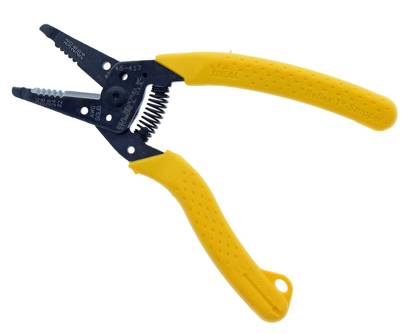 Ideal Industries IDEAL Electrical 45-417 Premium Reflex T Stripper - 22-30 AWG solid, 24-32 AWG stranded, Wire Stripper with Thumb Rest, Plier Nose, Slide Lock, Textured Grips - Image 4