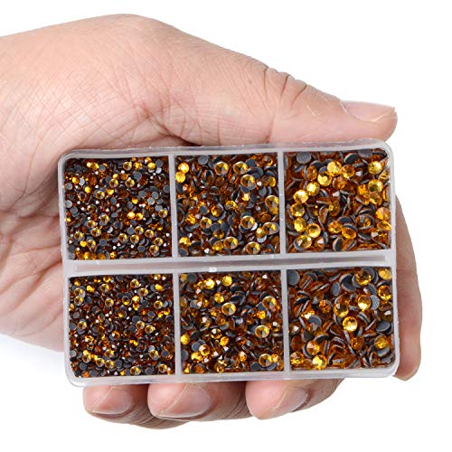 LPBeads 6400 Pieces Hotfix Rhinestones Topaz Flat Back 5 Mixed Sizes Crystal Round Glass Gems with Tweezers and Picking Rhinestones Pen - Image 3