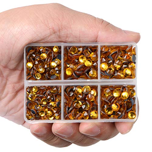 LPBeads 6400 Pieces Hotfix Rhinestones Topaz Flat Back 5 Mixed Sizes Crystal Round Glass Gems with Tweezers and Picking Rhinestones Pen - Image 2