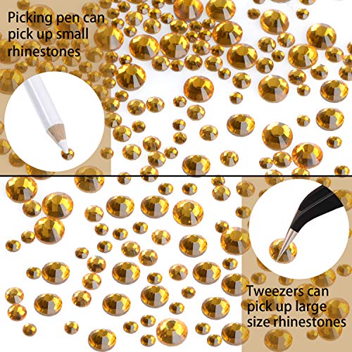 LPBeads 6400 Pieces Hotfix Rhinestones Topaz Flat Back 5 Mixed Sizes Crystal Round Glass Gems with Tweezers and Picking Rhinestones Pen - Image 5