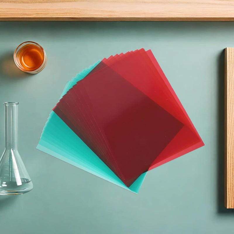 فيلموفلتر PVC أحمر وأخضر من Homoyoyo، عدد 20 قطعة، للاستخدام التعليمي وتوزيع الضوء في المشاريع العلمية والعروض المرئية، أوراق تصحيح الألوان - Image 5