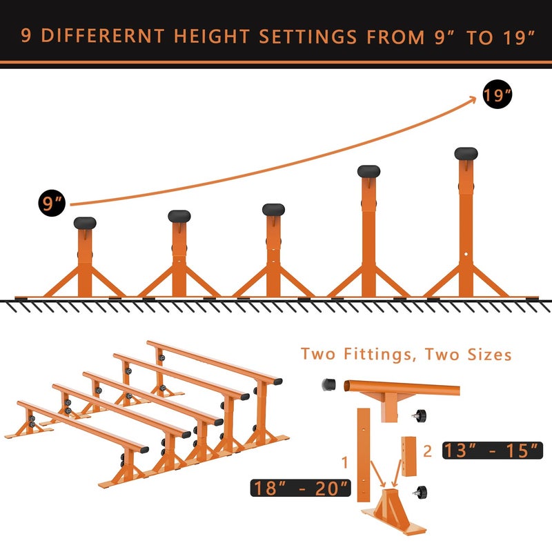 MR. MR Skate Rail Skateboard Ramp Grind Rail Professional Skatepark Grind Rail Adjustable Height Grind Rail for Skateboard Rail Tricks Practice, Round Bar Skate Grind Rail 71â€ for Beginners to Advanced - Image 3
