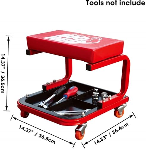 Torin Big RED TR6300-3 250lbs Red Rolling Automotive Creeper Garage/Shop Seat: Padded Mechanic Stool with Tool Large Tray Suitable for garages, Repair Shops - Image 3