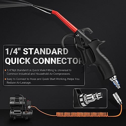 SARDVISA Air Blow Gun 290 Max PSI Air Blower for Compressor, 1/4" Air Inlet Air Nozzle Blow Gun Air Flow Trigger, Air Blower Gun with Rubber Tip Adapt to Air Compressors for Car Clean Care Detail Dust Removal - Image 4