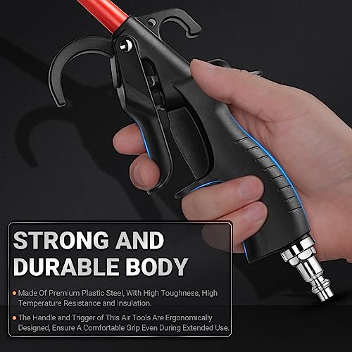 SARDVISA Air Blow Gun 290 Max PSI Air Blower for Compressor, 1/4" Air Inlet Air Nozzle Blow Gun Air Flow Trigger, Air Blower Gun with Rubber Tip Adapt to Air Compressors for Car Clean Care Detail Dust Removal - Image 3