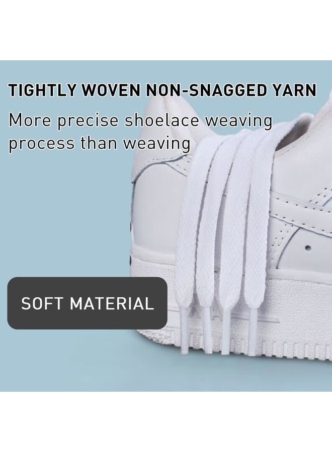 UamGlsob 2 Pairs Shoe Laces for Air Jordan 1/2/3/4/5/6/7/8 Sneakers, 5/16''(8mm) Flat Athletic Shoelaces Replacement Strings, White, 54"/140cm - Image 3