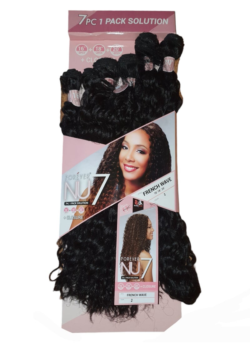 BOBBI BOSS Bobbi Boss Forever NU 7 Weave FRENCH WAVE 7 Pcs (1Pack Solution-16"/16"/18"/18"/20"/20"+Closure) #2  - Image 1