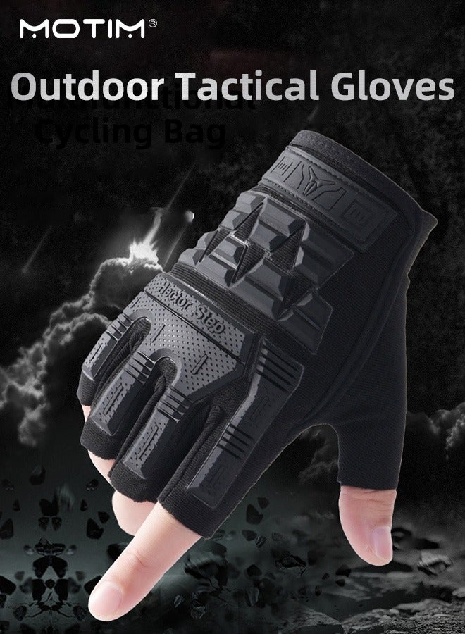 Motim Half-Finger Cycling Protective Gloves, Anti-Slip Breathable Tactical Outdoor Sports Gloves for BMX ATV MTB Riding, Anti-collision Protection, Motorcycle Bicycle Gloves Fishing Gloves, L - Image 2