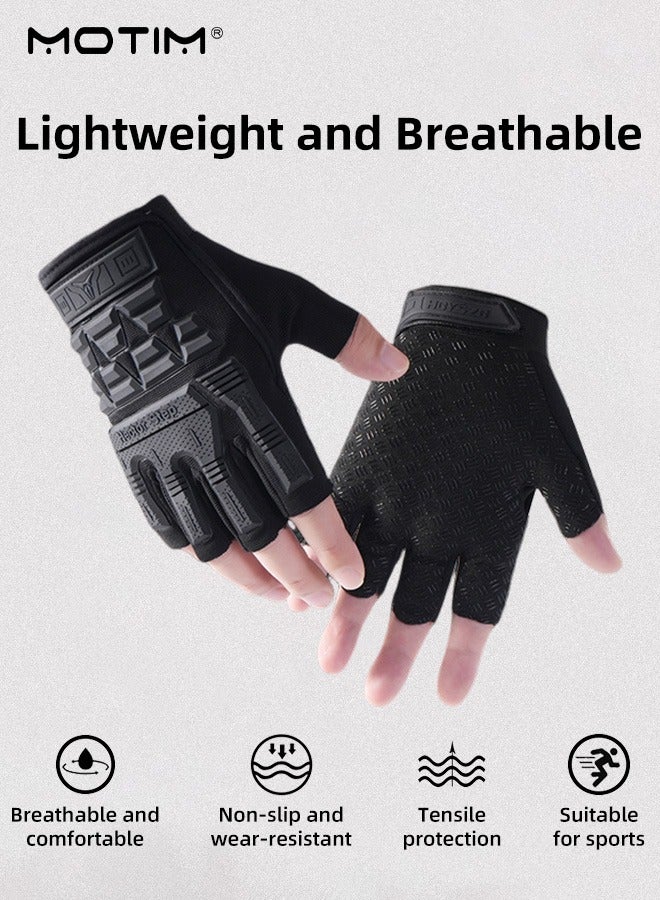 Motim Half-Finger Cycling Protective Gloves, Anti-Slip Breathable Tactical Outdoor Sports Gloves for BMX ATV MTB Riding, Anti-collision Protection, Motorcycle Bicycle Gloves Fishing Gloves, L - Image 4