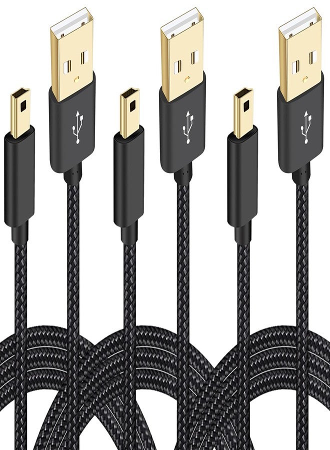 SCOVEE Mini USB Cable Braided,3-Pack 3ft USB 2.0 Type A to Mini B Cable Charging Cord for GoPro HERO4,Hero 3,PS3 Controller,Canon PowerShot,MP3 Players,Dash Cam,Digital Camera,SatNav for Garmin Nuvi - Image 1