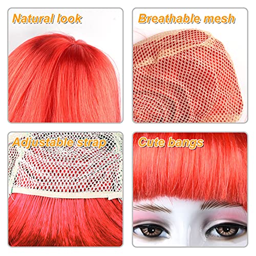 PLULON 9 Pcs Colorful Short Bob Wig and 9 Pcs Sunglass Set Neon Colored Wigs Cosplay Wigs Daily Party Hairpieces for Bachelorette Glow in The Dark Neon Party Favors Halloween Costume Supplies - Image 4