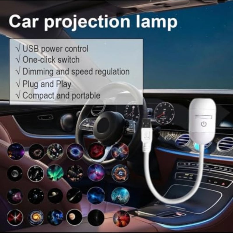 2-in-1 Galaxy Projector Night Light, Galaxy Light Projector Adults, USB Mini Galaxy Projector Lamp for Car and Bedroom, LED Space Galaxy Lamp Decor 10 Projection Films - Image 2