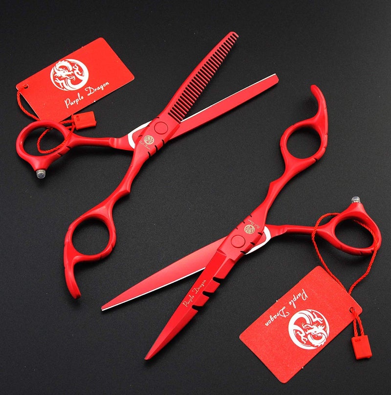 Purple Dragon Professional Japan 440C Hair Salon Cutting Shear and Barber Thinning Scissor Hairdressing Shear Set with Bag - Image 4