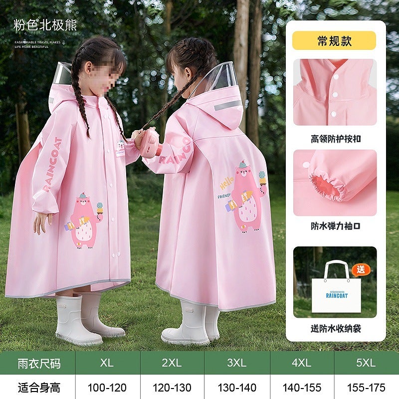 Children'S Raincoats Boys And Girls Primary School Students First Grade Kindergarten Boys And Girls Egg Poncho - Image 4