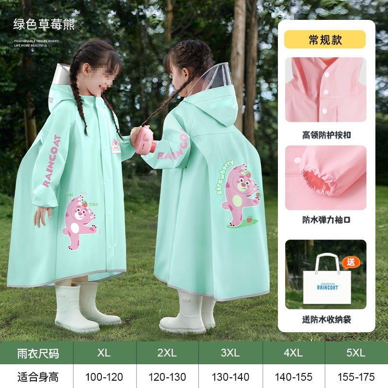 Children'S Raincoats Boys And Girls Primary School Students First Grade Kindergarten Boys And Girls Egg Poncho - Image 1