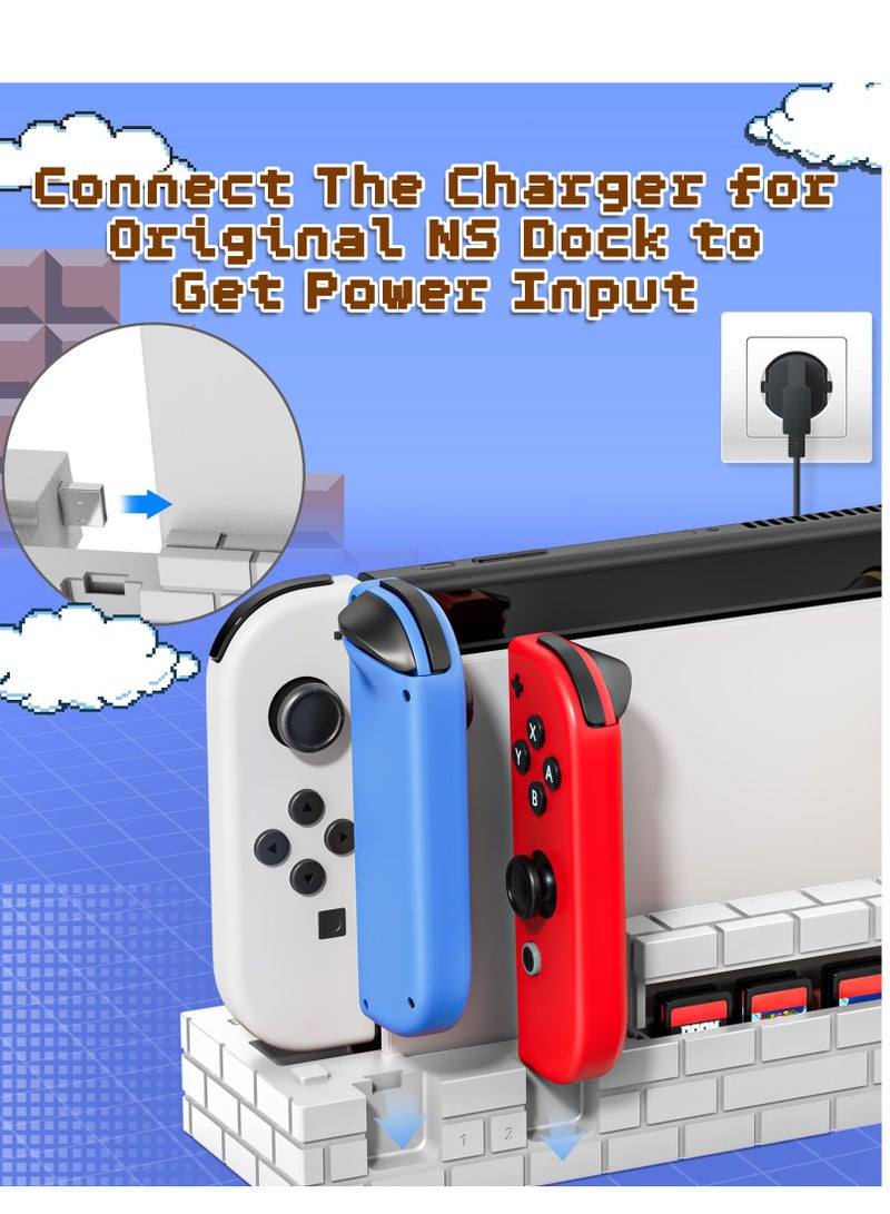 SOLARAE Switch Controller Charging Dock Station Compatible with Nintendo Switch & OLED and Consoles, Switch Dock Charger Station Portable Stand Storage Base for 4 Joycon & 8 Game Slots - Image 2