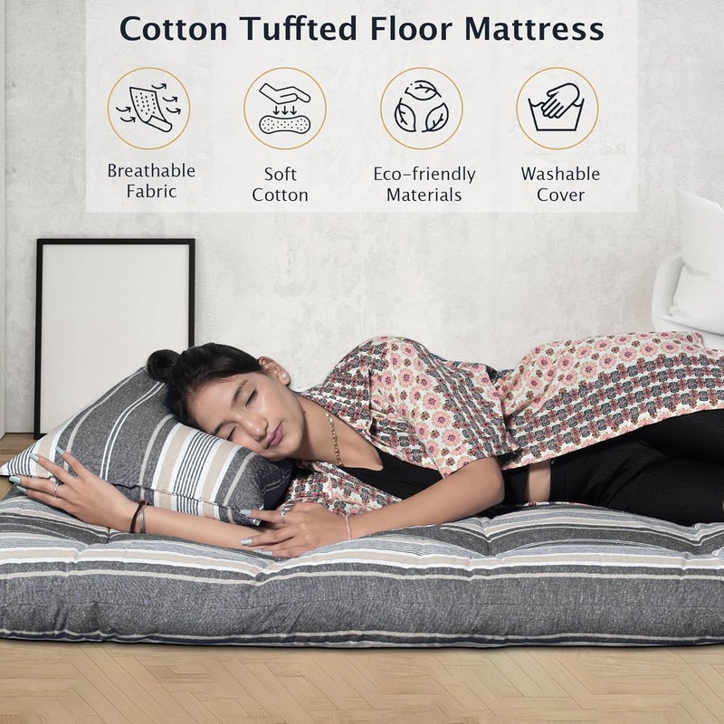 AGLA KADAM AGLA KADAM Mattress Foldable Single Bed Cotton Gadda Floor Sleeping Mattriess Hostel Guest Lightweight Mat Small Single 3 x 6 Feet - Image 4