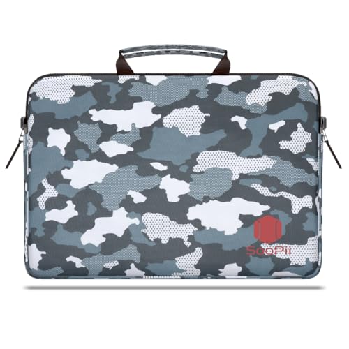 SOOPII 15.6 Inchs Laptop Sleeve, Durable Shockproof Polyester & Nylon Mix Case Cover Carrying Bag Case Bag for Men & Women Compatible for HP/Crome Book/ASUS & Other Laptops, Notebook Army Print - Image 1