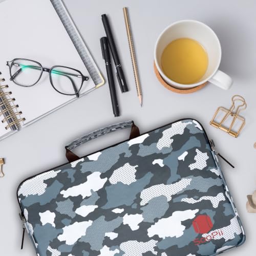 SOOPII 15.6 Inchs Laptop Sleeve, Durable Shockproof Polyester & Nylon Mix Case Cover Carrying Bag Case Bag for Men & Women Compatible for HP/Crome Book/ASUS & Other Laptops, Notebook Army Print - Image 2
