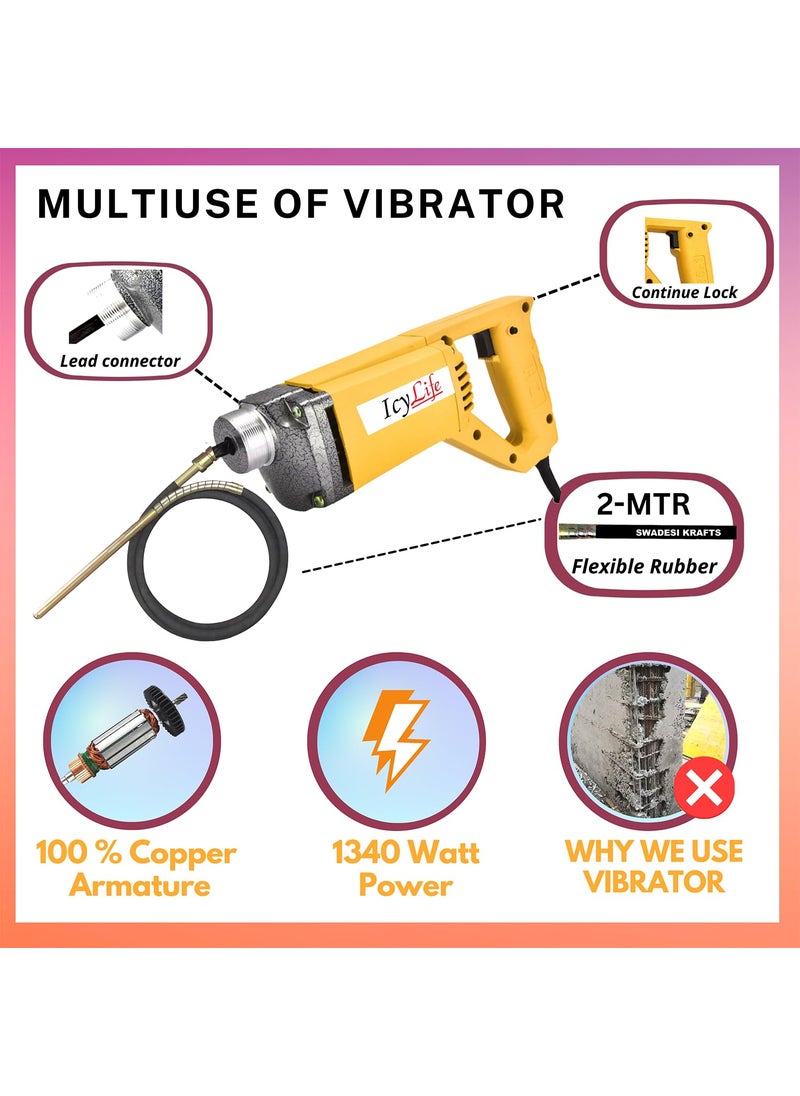 ICYLIFE ICYLIFE 1340WATT Concrete Vibratoriron Machine With 2 Mtr Needle Electric Concrete Vibrator 13900rpm  - Image 2