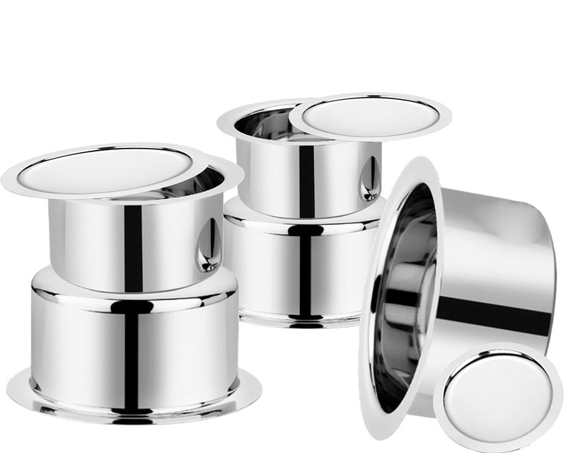 BLeaf Stainless Steel-Flat Bottom Tope with Lid/Heavy Guage Tope with Lid (Pack of 5) (0.5L, 1L, 1.5L, 2L, 2.5L) - Image 1