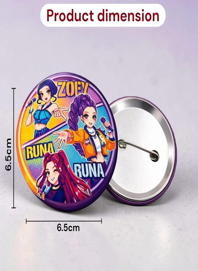 AMYCAUR Huntrix Cartoon Anime Theme Pin Badge Brooch For Kids - Cute Cartoon Safety Pin Badge For School, Backpack, T-Shirts & Return Gifts - School Giveway Item - Kanjak Gift (12 Pcs) - Image 2