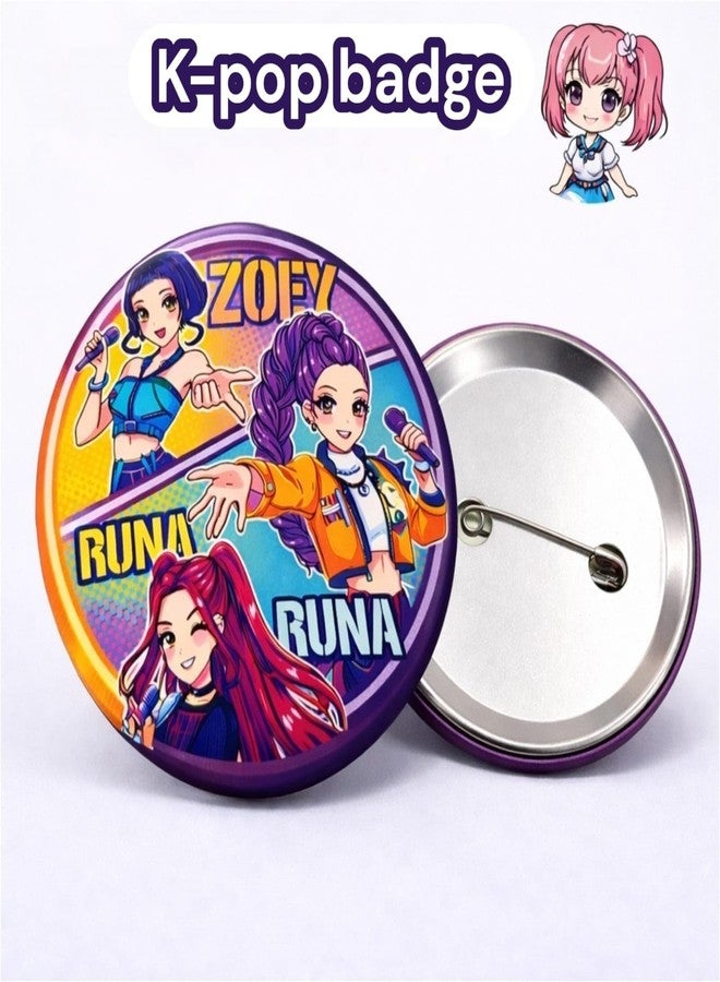 AMYCAUR Huntrix Cartoon Anime Theme Pin Badge Brooch For Kids - Cute Cartoon Safety Pin Badge For School, Backpack, T-Shirts & Return Gifts - School Giveway Item - Kanjak Gift (12 Pcs) - Image 5