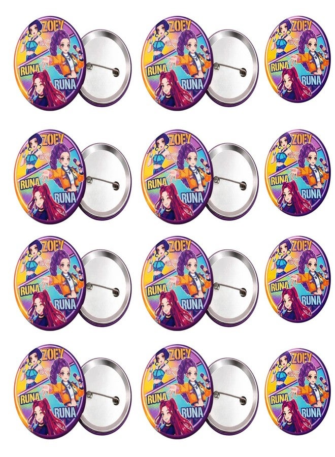 AMYCAUR Huntrix Cartoon Anime Theme Pin Badge Brooch For Kids - Cute Cartoon Safety Pin Badge For School, Backpack, T-Shirts & Return Gifts - School Giveway Item - Kanjak Gift (12 Pcs) - Image 1
