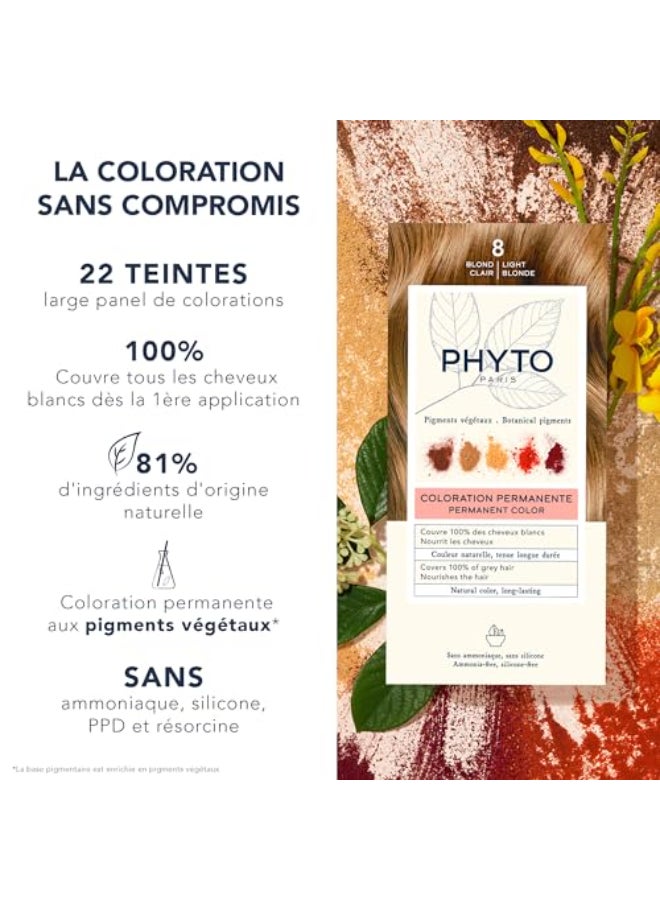 PHYTO Phytocolor Permanent Hair Color 8 Light Blonde with Botanical Pigments 100 Grey Hair Coverage Ammoniafree PPDfree Resorcinfree 042 oz - Image 3