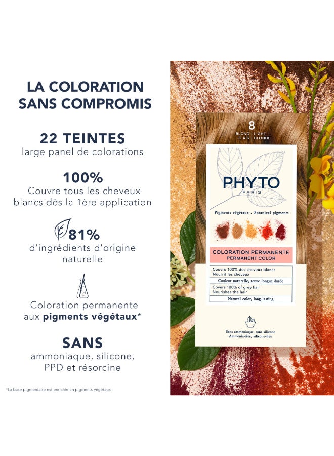 PHYTO Phytocolor Permanent Hair Color 8 Light Blonde with Botanical Pigments 100 Grey Hair Coverage Ammoniafree PPDfree Resorcinfree 042 oz - Image 4