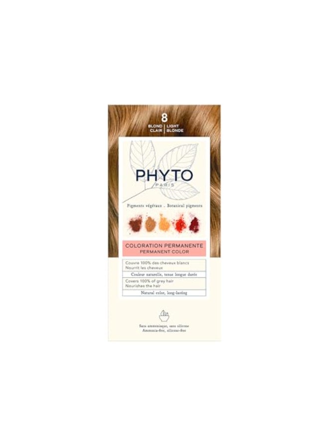 PHYTO Phytocolor Permanent Hair Color 8 Light Blonde with Botanical Pigments 100 Grey Hair Coverage Ammoniafree PPDfree Resorcinfree 042 oz - Image 1